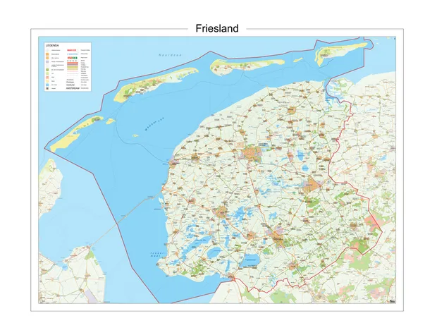 Wandkaart Provincie Friesland, 112 x 90 cm | 12 Provinciën