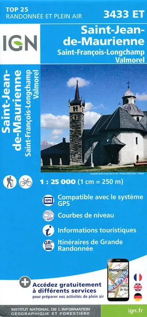 Wandelkaart - Topografische kaart 3433ET Saint-Jean-de-Maurienne | IGN