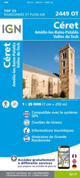 Wandelkaart - Topografische kaart 2449OT Céret, Amélie-les-Bains-Palal