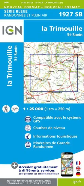 Wandelkaart - Topografische kaart 1927SB La Trimouille | IGN - Institu