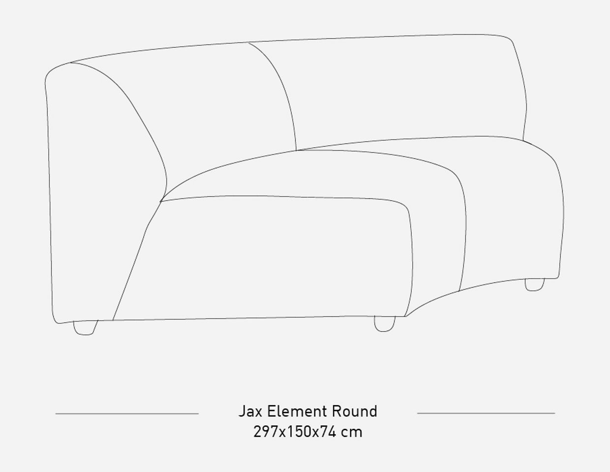 Jax couch: element round, sneak, light grey