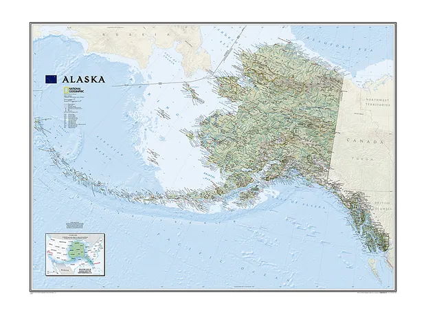 Wandkaart Alaska, 103 x 78 cm | National Geographic