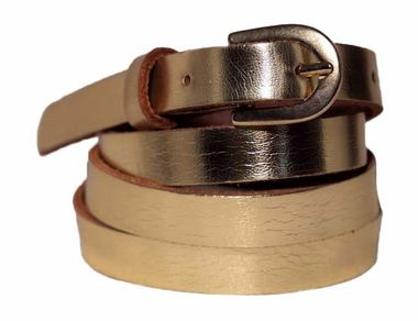 Leather small belt gold Goud
