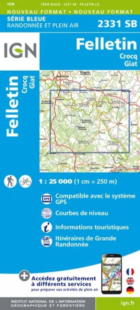 Wandelkaart - Topografische kaart 2331SB Felletin | IGN - Institut Géo