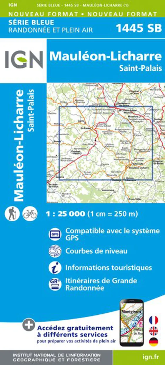Wandelkaart - Topografische kaart 1445SB Mauléon-Licharre – St-Palais