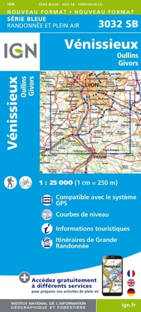 Wandelkaart - Topografische kaart 3032SB Vénissieux, Oullins, Givors |