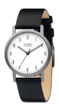 OLYMPIC OL26DTL063 HORLOGE AUSTIN TITANIUM-LEDER GRIJS-ZWART-WIT 30 MM