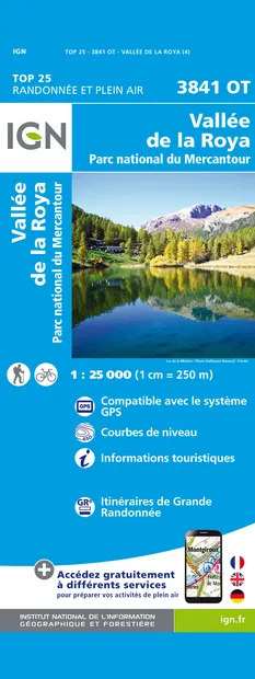 Wandelkaart - Topografische kaart 3841OT Vallée de la Roya | IGN - Ins