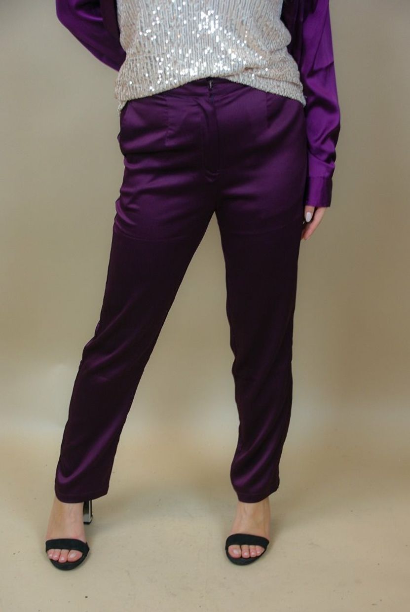 Satin pants dark purple