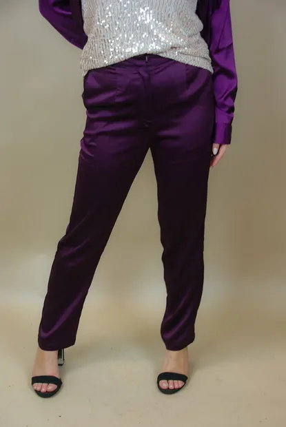 Satin pants dark purple