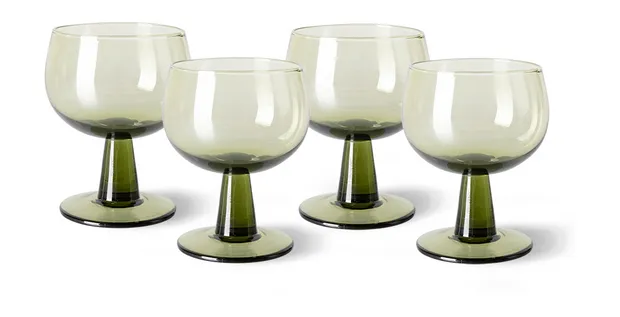 The emeralds: wine glass low, olive green (set of 4)