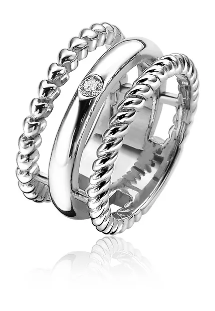 Zilveren multi-look ring breed wit ZIR1374