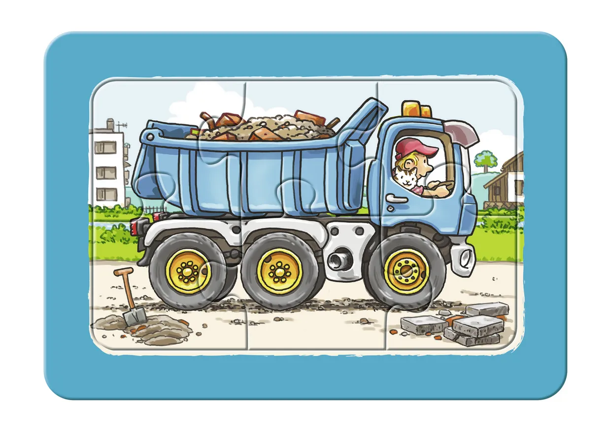 Puzzel - Graafmachine, Tractor en Kiepauto (3x6)