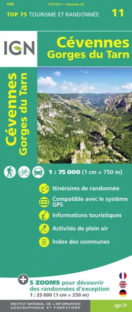 Wandelkaart - Fietskaart 11 Cevennes PRN - Gorges du Tarn | IGN - Inst