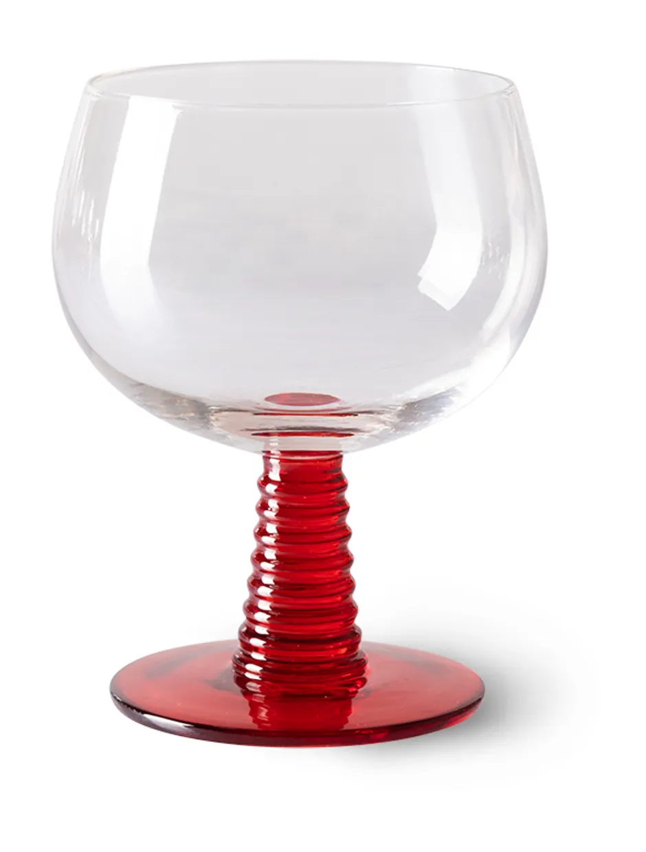 Swirl wine glass low, red