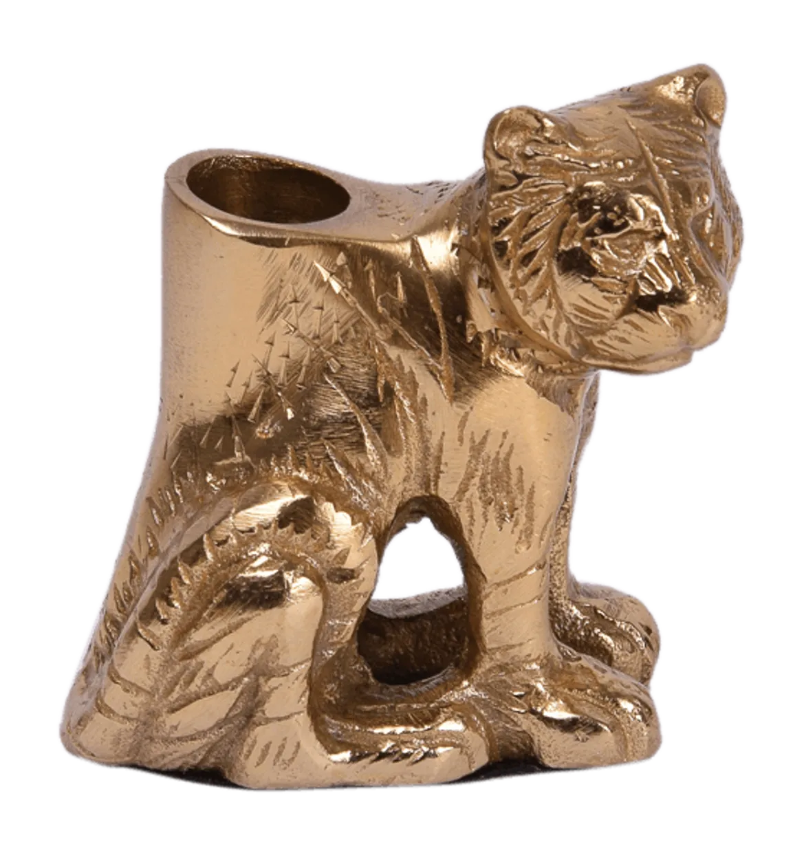 Small tiger candle holder Goud