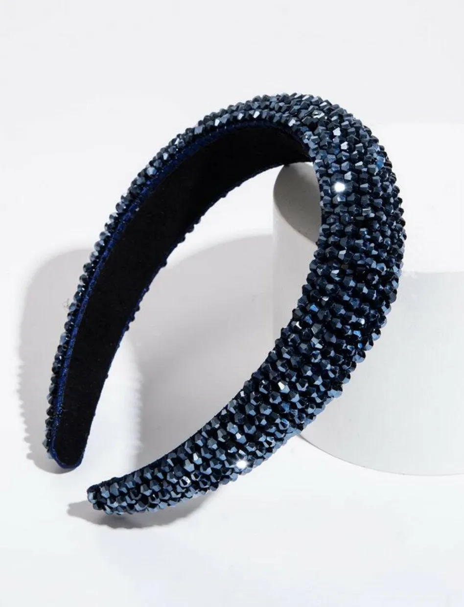 Haarband kristal donkerblauw Blauw