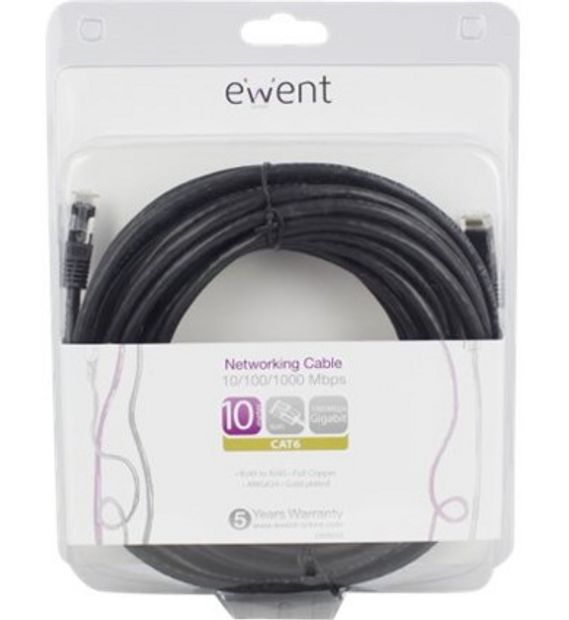 Ethernet netwerkkabel Zwart 10 m Cat6 U/UTP (UTP)