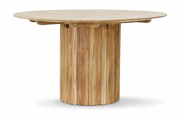 Pillar dining table round teak