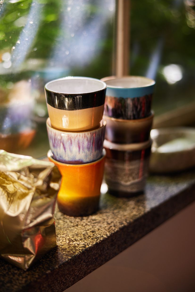 70s ceramics: coffee mugs, Stellar (set of 6)