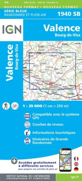Wandelkaart - Topografische kaart 1940SB Valence | IGN - Institut Géog