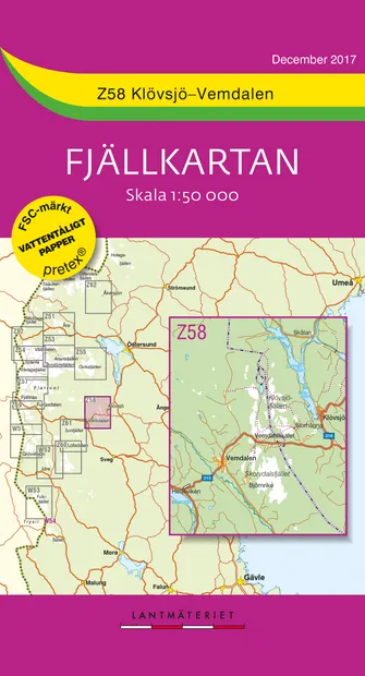 Wandelkaart Z58 Fjällkartan Klövsjö - Vemdalen | Lantmäteriet