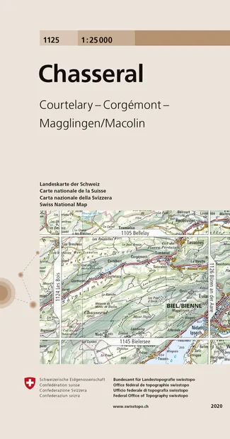Wandelkaart - Topografische kaart 1125 Chasseral | Swisstopo
