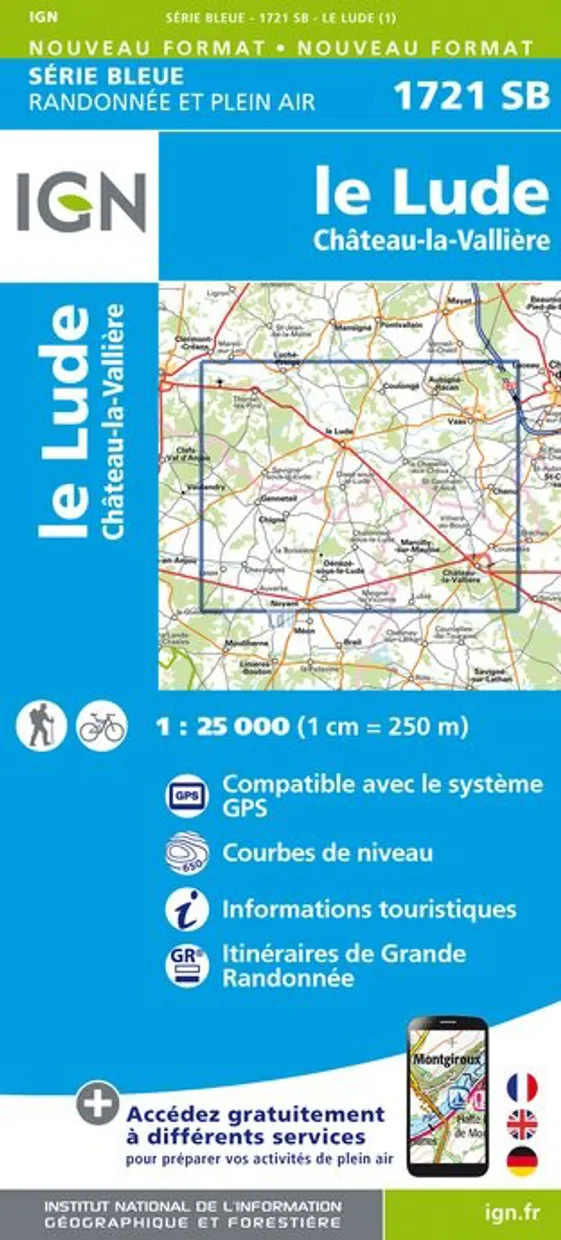 Topografische kaart - Wandelkaart 1721SB le Lude | IGN - Institut Géog