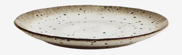 White/Brown Ceramic dishwasher safe Lunch-Plate 22x2cm