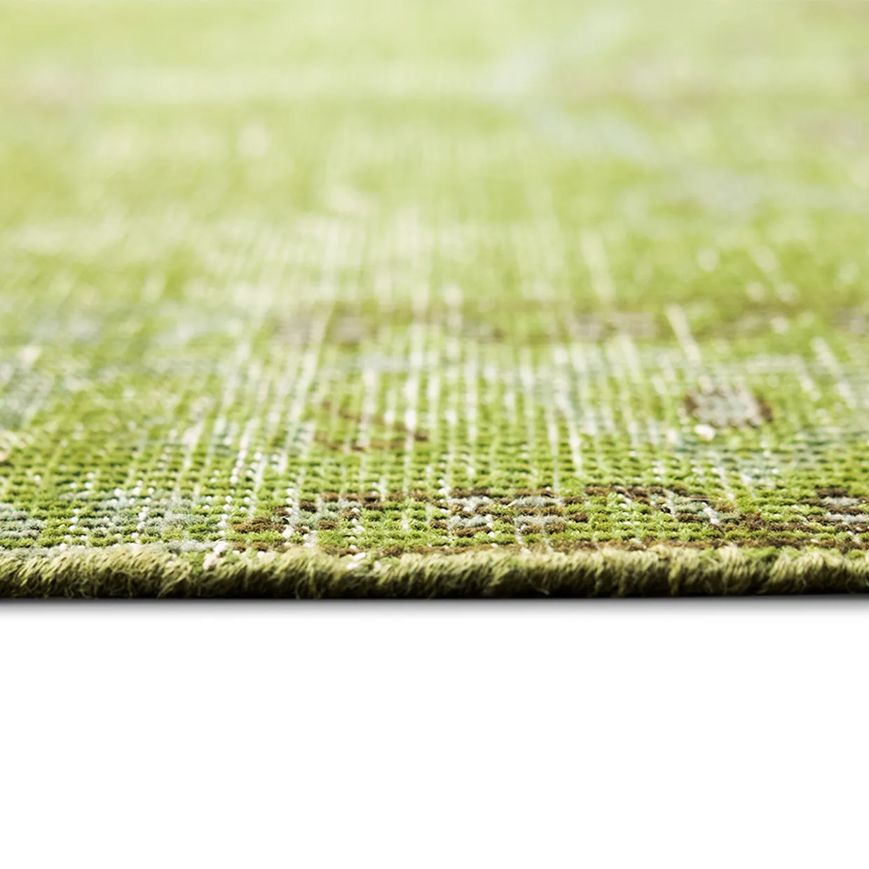 Wool knotted runner green (80x350)