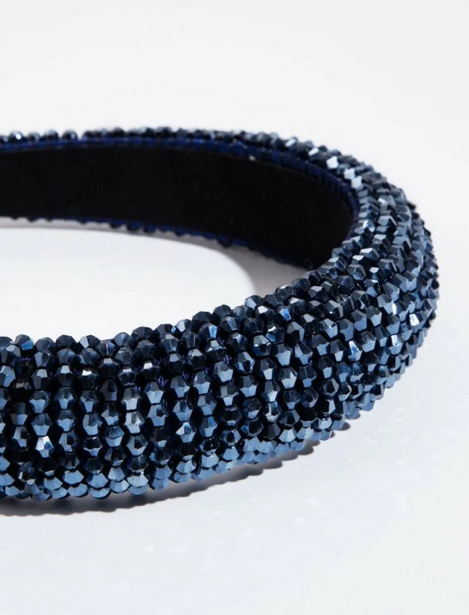 Haarband kristal donkerblauw Blauw