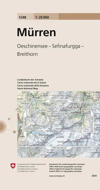 Wandelkaart - Topografische kaart 1248 Mürren | Swisstopo