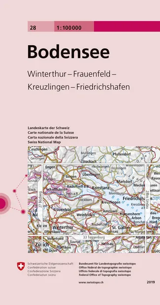 Fietskaart - Topografische kaart - Wegenkaart - landkaart 28 Bodensee