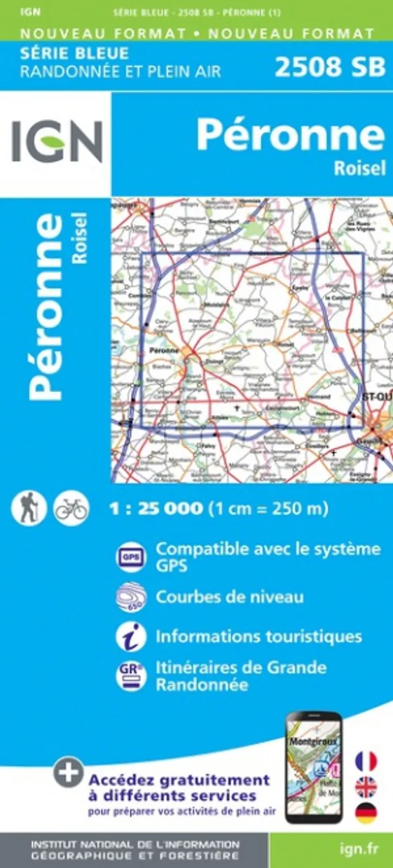 Wandelkaart - Topografische kaart 2508SB Roisel - Péronne | IGN - Inst