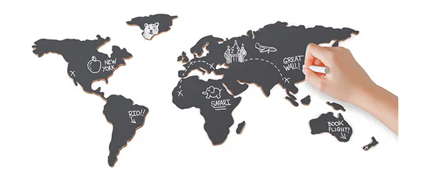 Wereldkaart Krijtbord  - Chalkboard World map | Luckies