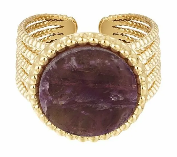 Statement ring steen paars