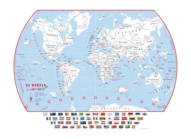 Kinderwereldkaart De wereld krabbel kinderkaart, 84 x 59 cm | Maps Int