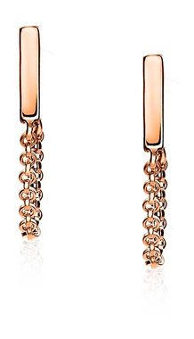 Zilveren oorknoppen rosé verguld met ketting staaf ZIO1688R