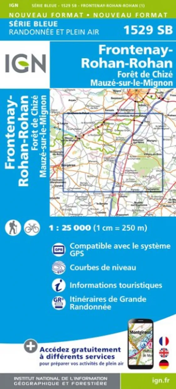Wandelkaart - Topografische kaart 1529SB Mauzé-sur-le-Mignon, Frontena