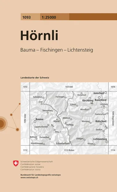 Wandelkaart - Topografische kaart 1093 Hörnli | Swisstopo
