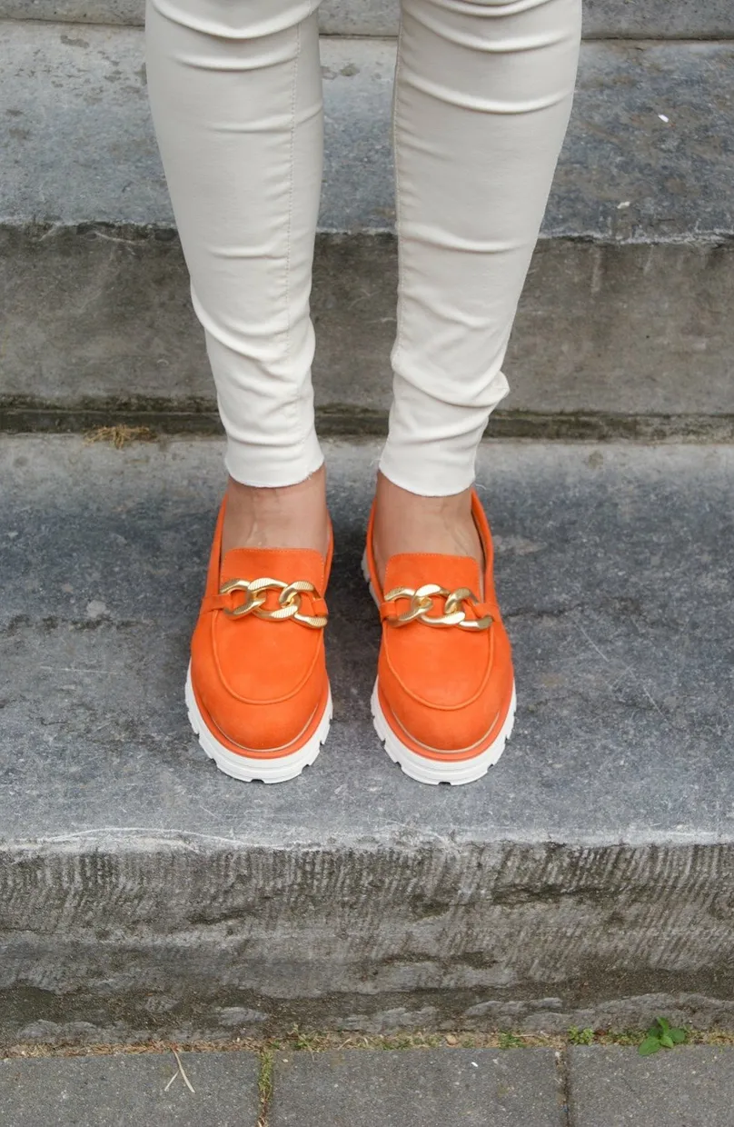Babouche chunky loafer oranje