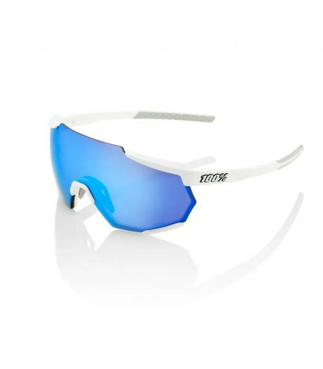 Racetrap Matte White/ HiPER Blue Multilayer Mirror Lens + Clear Lens