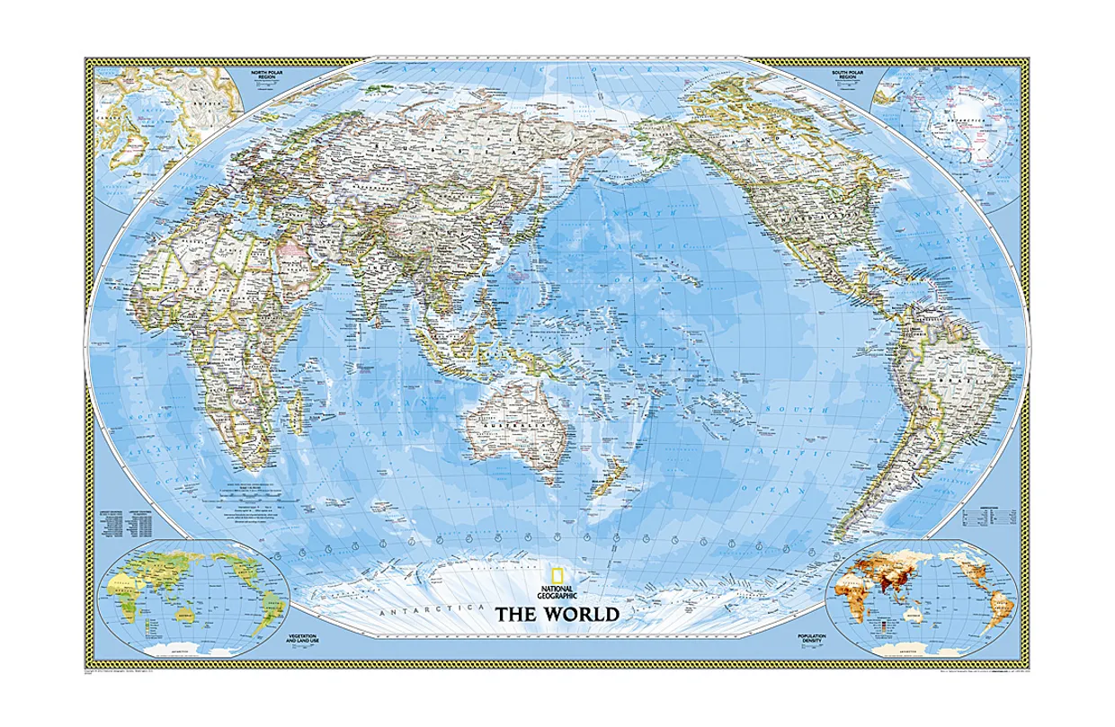 Wereldkaart 81X World Classic, pacific centered, 117 x 78 cm | Nationa