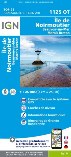 Wandelkaart - Topografische kaart 1125OT Ile de Noirmoutier, Beauvoir-