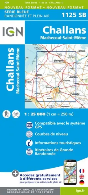 Wandelkaart - Topografische kaart 1125SB Challans, Machecoul-Saint-Mêm