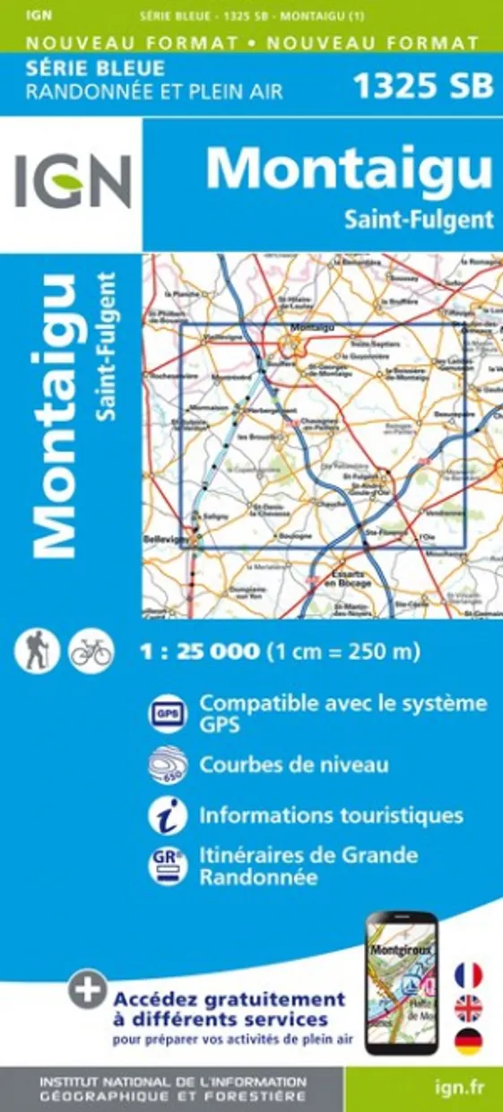 Wandelkaart - Topografische kaart 1325SB Montaigu | IGN - Institut Géo