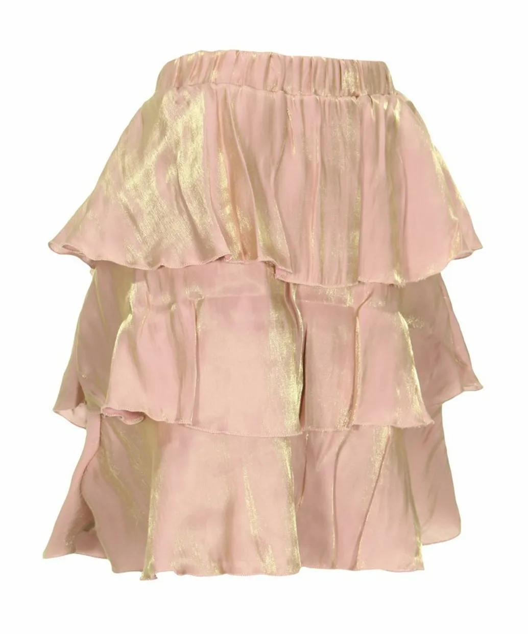 Shiny satin ruffle skirt pink