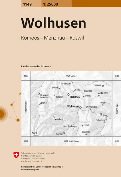 Wandelkaart - Topografische kaart 1149 Wolhusen | Swisstopo