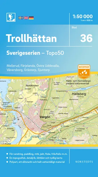 Wandelkaart - Topografische kaart 36 Sverigeserien Trollhättan | Norst