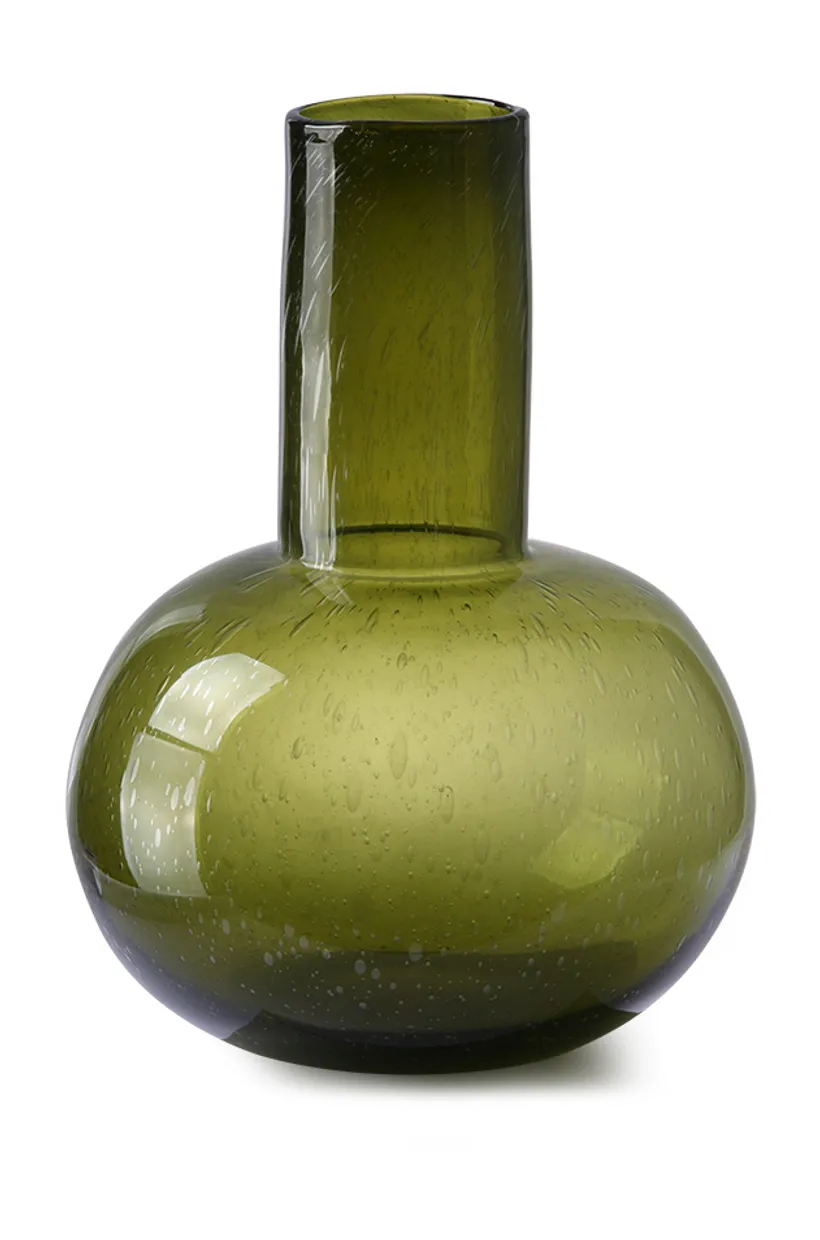 Green glass blown vase L